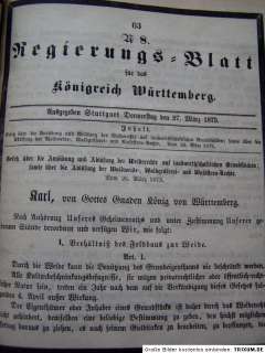 Regierungsblatt Königreich Württemberg 1873 Gesetze Kaiser König 