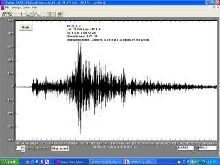 Time segment containing quake data. from AmaSeis software Extract 