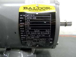 BALDOR 3/4 HP 1725 RPM ELECTRIC MOTOR 3PH 575 VOLT NIB  