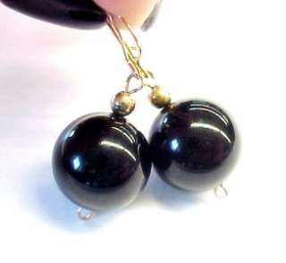 Black Onyx Multi Strand Beaded Necklace with Dangle Ball Earrings 