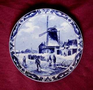   Vintage Blue Delft Plate, Marked: Holland Handpainted Delfino  