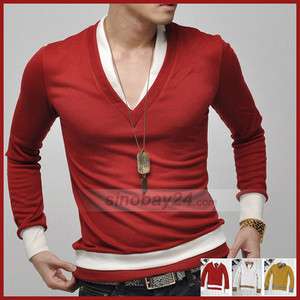 C51010 Mens Causal Double Deck Collar Knitwear Sweater  