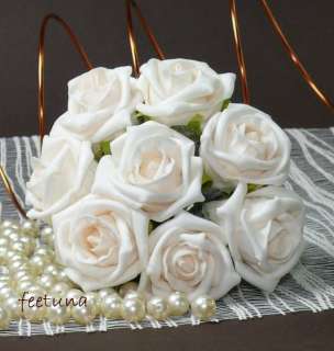 32 Rosen Schaumrosen creme zur Verarbeitung zum Brautstrauß 4 Bund x 
