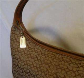 COACH 6617 Tan Leather & Signature Canvas Hobo HandBag Bag  