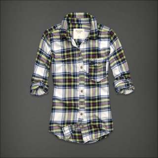   ABERCROMBIE FLANNEL GREEN BLUE PLAID SHIRT S SMALL **SOLD OUT**  