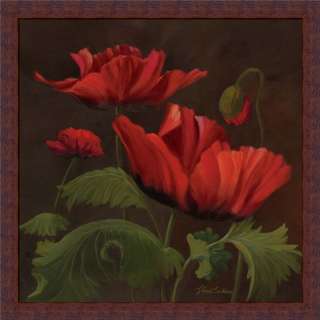 Vibrant Red Poppies II French Country Floral Art Framed  