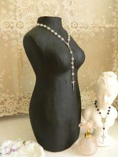 Paris Flea Mkt CHIC~Table Top Mannequin Dress Form~Torso~Rosary Beads 
