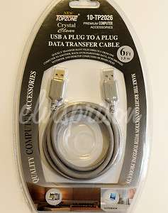   Plug A to A Data File Transfer Cable Notebook PC to Computer Link 6ft