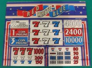 RED WHITE & BLUE 3 COIN 3 LINE 16 TOP IGT SLOT GLASS IGT #86021900 