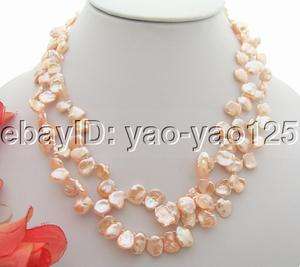 Charming! 2Strds Pink Reborn Keshi Pearl Necklace  