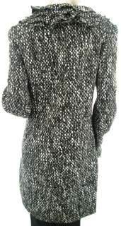   Woven Black White Grey Multi Womens Ruffle Collar Coat US 6   8  