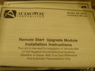 Audiovox Remote Car Starter Model AS 9075 Brand New!!  
