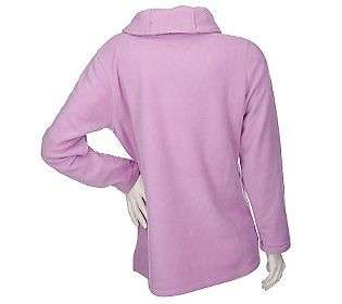 Denim & Co. Shawl Collar Long Sleeve Pullover Fleece Top Baby Pink 