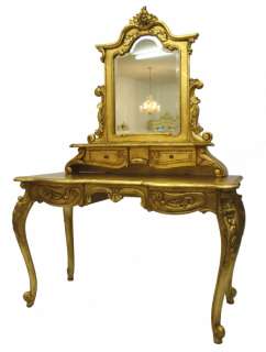 French Furniture Dressing Table & Mirror Gold Boudoir  