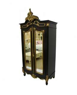 French Furniture Mirror Armoire mirror Wardrobe Black & Gold designer 