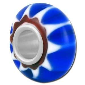  13mm Blue with Core Design Large Hole Bead Jewelry