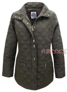 NEW WOMENS LADIES QUILTED HIGH NECK LONG SLEEVE ZIP BUTTON JACKET COAT