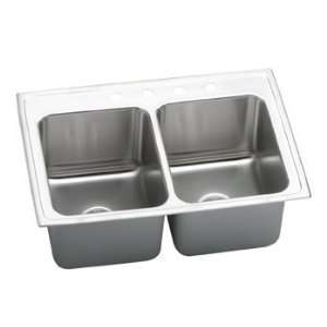  33 X 22 3 Hole Double Bowl Deep Sink Lustertone Stainless 