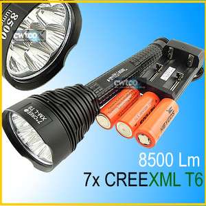 8500 Lumens 7x CREE XM L XML T6 LED Flashlight Torch +3x 26650 