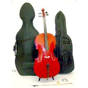   Red Cello with Lightweight Case + Carrying Bag Musical Instruments