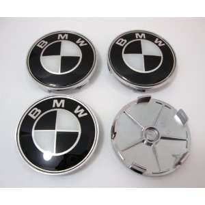  4PCS X BMW Black Wheel Center Caps, Badge, Emblem 68mm 