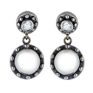  0.20 Ct Diamonds & Pearl Fashion Earrings 14k White Gold Jewelry
