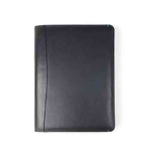   Black Genuine Leather Large Zippered Padfolio 10x13