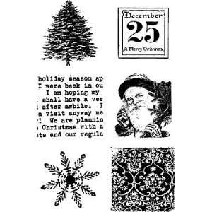 Holiday Cube    Wood Mounted Stamp (six images on one stamp, each 2 1 