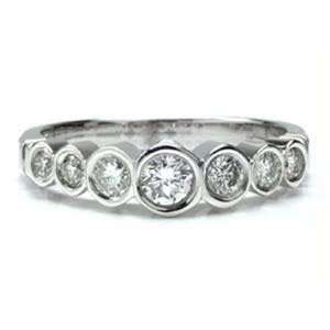 14k White Gold, Round Diamond Bezel Set Anniversary / Wedding Ring (0 