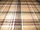 24 x 60~ Vintage Brown Tan Plaid Wool Fabric~Rug Quilt Braid