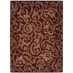  House Collection Red and Gold Floral Vines Wool Area Rug 5.60 x 7.50