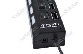 Mini 4 Port USB 2.0 High Speed HUB ON/OFF Sharing Switch For Laptop PC 
