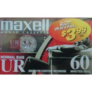    Maxell Normal Bias UR 60 minutes cassette tape 6 PACK Electronics