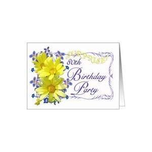  80th Surprise Birthday Party Invitations Yellow Daisy 