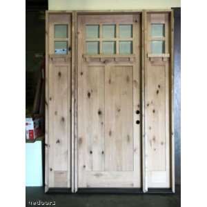  Pre Hung Arts and Crafts Style Wood Entry Door with Two 