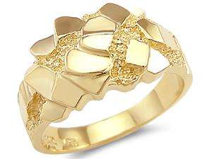    Solid 14k Yellow Gold Large Heavy Mens Nugget Band Ring