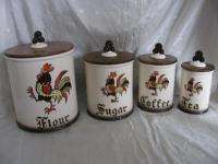 Metlox California Pottery Red Rooster Canister Set  
