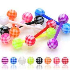 lot FLEX CHECKER BARBELL TONGUE RING Piercing Jewelry  