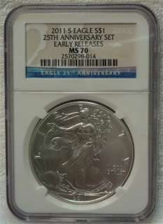 2011 S 25th Anniversary Silver Eagle Set Coin NGC MS70  