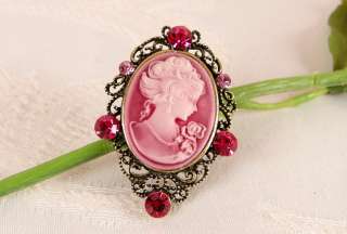 CAMEO Pin Brooch & Pendant Antique Vintage Style Pink  