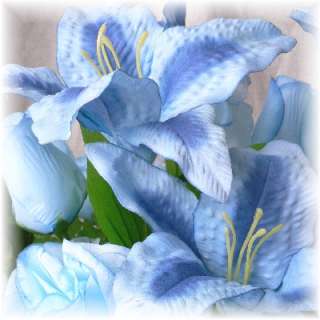 BLUE Silk Flower Arrangement Wedding Altar Centerpiece  
