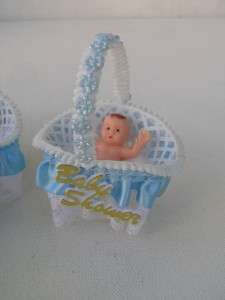   Baby Boy Shower baby pins Favors or CAKE TOPPERS Lot of 4 plus baskets