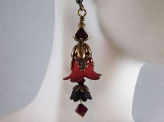 GOTHICA, Gorgeous Blood Red Gothic Beaded Earrings TPMB  