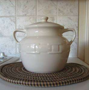Longaberger Pottery Bean Pot or Cookie Jar   IVORY Cute  
