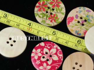 New 30pcs Flower 4 Hole Wood Wooden Sewing Buttons Craft 30mm  