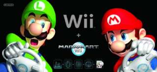  Wii Console Hardware System Pack w/ Mario Kart Wii Bundle Black 