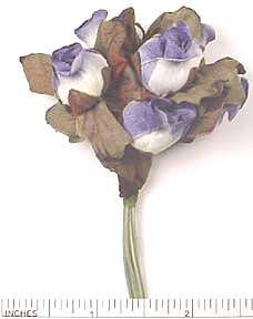 Blue Cream Mini Silk Flowers Rose Buds Craft Wholesale  