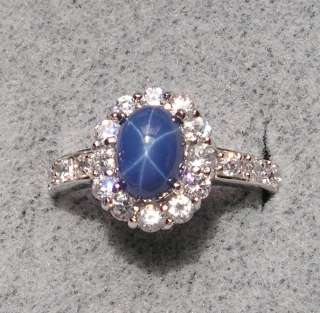 VINTAGE LINDE LINDY CF BLUE STAR SAPPHIRE CREATED RING  