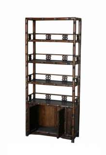 Chinese Bamboo Simulated Carved Bookshelf Cabinet s1370  