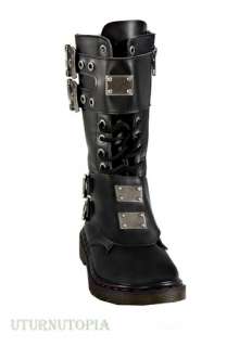   Metal Plate Motorcycle Biker Boots Steampunk Punk Combat Military Mens
